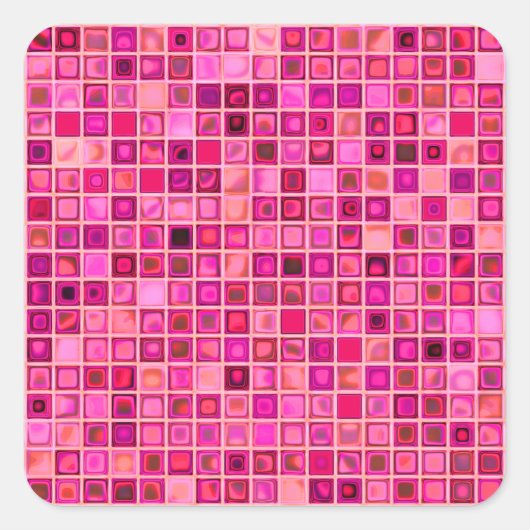 Schaduwen van het donkerroze 'waterige' mozaïekteg vierkante sticker (Voorkant)