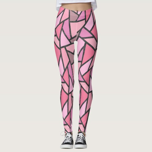 Schaduwen van het patroon van gekleurd koraal glas leggings (Voorkant)