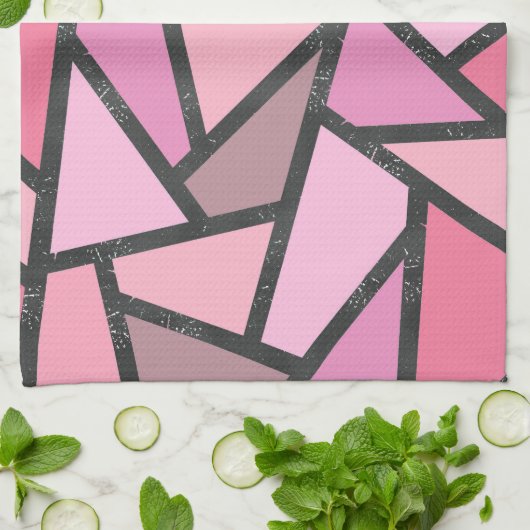 Schaduwen van het patroon van gekleurd koraal glas theedoek (Gevouwen)