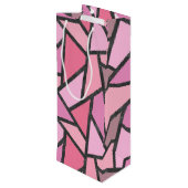 Schaduwen van het patroon van gekleurd koraal glas wijn cadeautas (Achterkant Gekanteld)