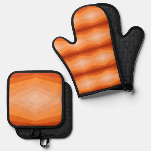 Schaduwen van Oranje geometrische Abstracte kunst Ovenwant & Pannenlap Set (Voorkant / Achterkant)
