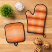 Schaduwen van Oranje geometrische Abstracte kunst Ovenwant & Pannenlap Set (Top down)