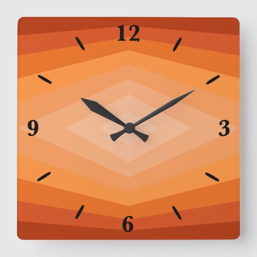 Schaduwen van Oranje geometrische Abstracte kunst Vierkante Klok (Voorkant)