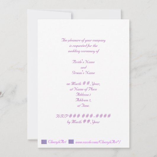 Schaduwen van Paarse bruiloft uitnodigingen, op ma Kaart (Achterkant)