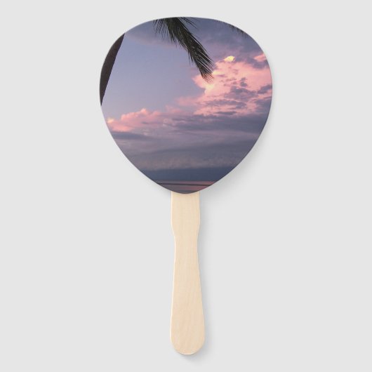 Schaduwen van Paarse lucht op een handheld fan Handwaaier (Voorkant)