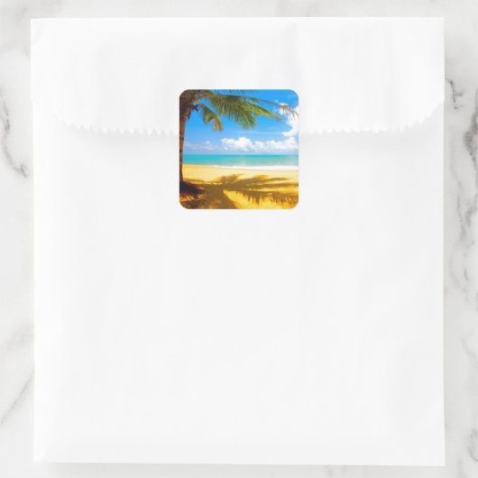 Schaduwen van palmbomen vierkante sticker (Tas)