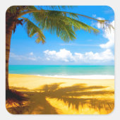 Schaduwen van palmbomen vierkante sticker (Voorkant)