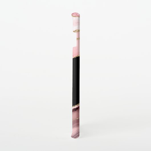 Schaduwen van roze Agate & Gold Glitter - Monogram Samsung Galaxy Hoesje (Rechterkant)