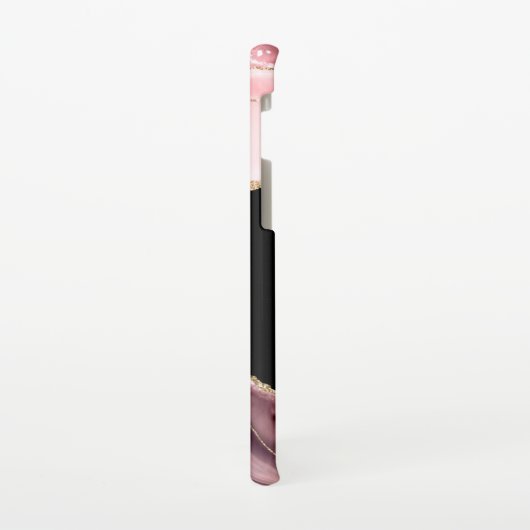 Schaduwen van roze Agate & Gold Glitter - Monogram Samsung Galaxy Hoesje (Linkerkant)