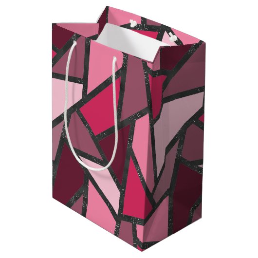 Schaduwen van roze gekleurd glas medium cadeauzakje (Achterkant Gekanteld)
