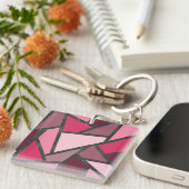 Schaduwen van roze gekleurd glas sleutelhanger (Voorkant Rechts)