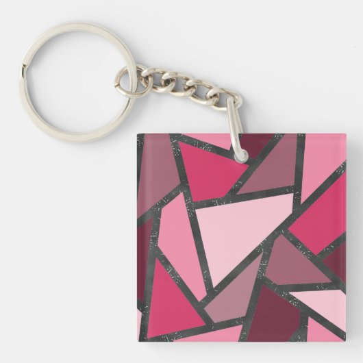 Schaduwen van roze gekleurd glas sleutelhanger (Voorkant)