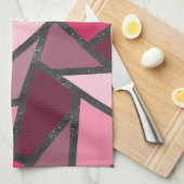 Schaduwen van roze gekleurd glas theedoek (Quarter Fold)