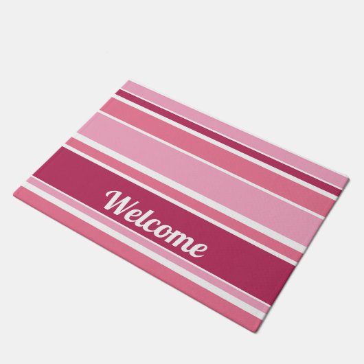 Schaduwen van roze strepen deurmat (Schuin)