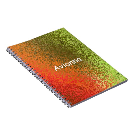 Schaduwen van Sinaasappel en Groen Voeg Naam toe Notitieboek (Rechterzijde)