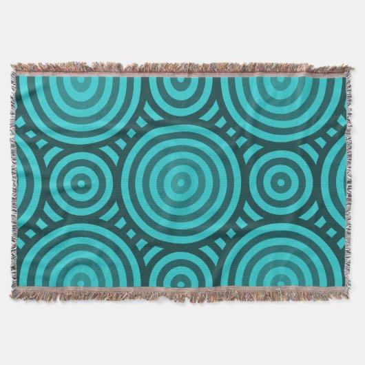 Schaduwen van Turquoise Nested Circular Pattern Deken (Voorkant)