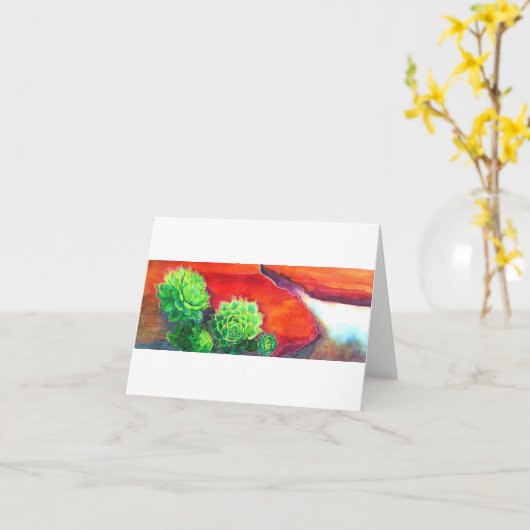 Schaduwen van Woestijn Succulents Kaart (Gele Bloem)