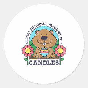 Schaduwen zien die kaarsen uitblazen Groundhog Geb Ronde Sticker