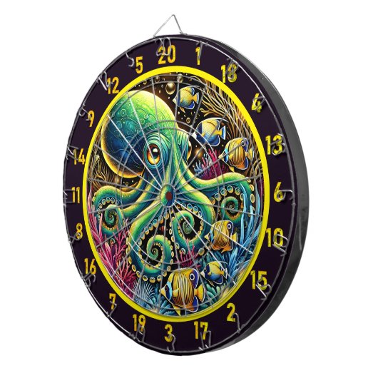 Schaduwgetij Octopus Dartboard Dartbord (Voorkant Rechts)