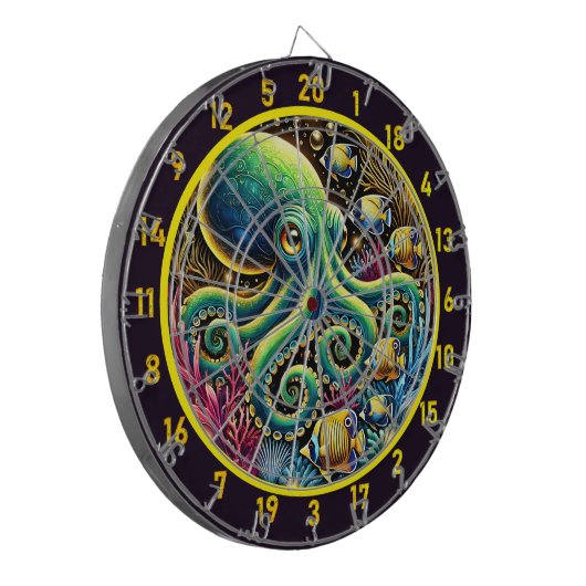 Schaduwgetij Octopus Dartboard Dartbord (Voorkant Links)