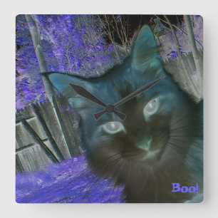 Schaduwkat in Amethyst-wandklok Vierkante Klok