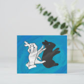 Schaduwkonijn op blauw briefkaart (Staand voorkant)