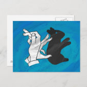 Schaduwkonijn op blauw briefkaart (Voorkant / Achterkant)