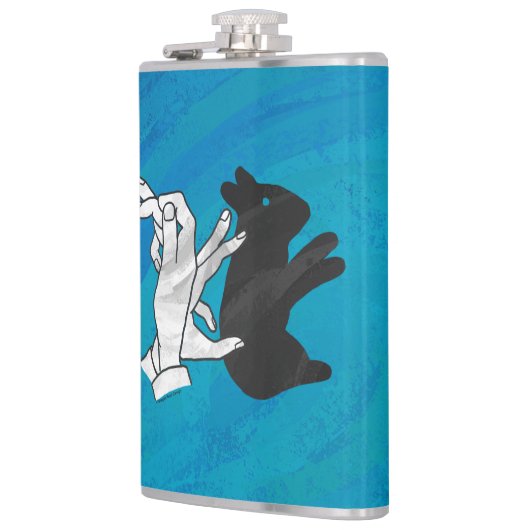 Schaduwkonijn op blauw heupfles (Links)