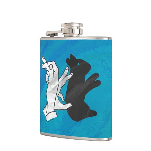 Schaduwkonijn op blauw heupfles (Links)