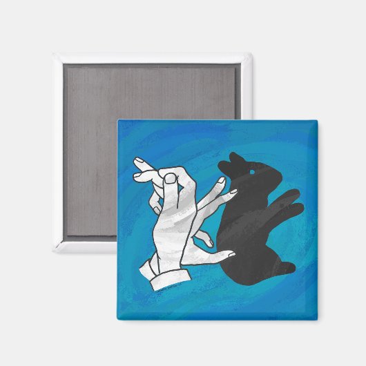 Schaduwkonijn op blauw magneet (Voorkant / Achterkant)