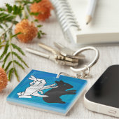 Schaduwkonijn op blauw sleutelhanger (Voorkant Rechts)