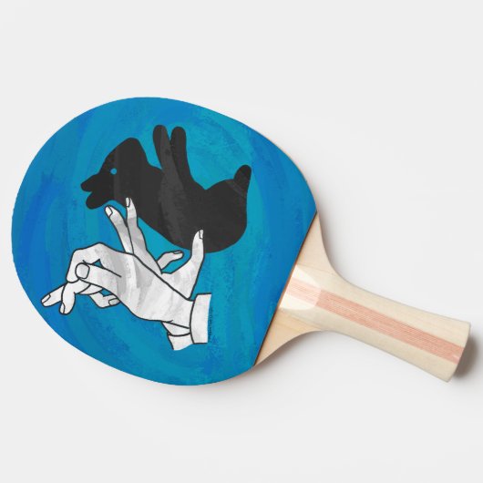 Schaduwkonijn op blauw tafeltennisbatje (Zijkant)