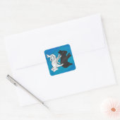 Schaduwkonijn op blauw vierkante sticker (Envelop)