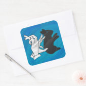 Schaduwkonijn op blauw vierkante sticker (Envelop)
