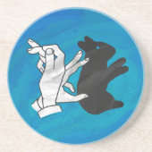 Schaduwkonijn op blauw zandsteen onderzetter (Voorkant)