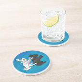 Schaduwkonijn op blauw zandsteen onderzetter (Zijkant)