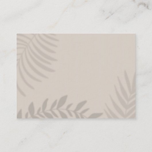 Schaduwpalm Tan en Koraal Shower Informatiekaartje (Achterkant)