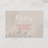 Schaduwpalm Tan en Koraal Shower Informatiekaartje (Voorkant)