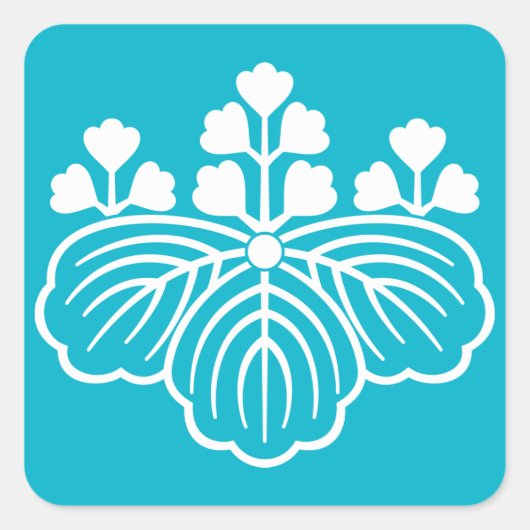 Schaduwpaulownia met 5&3 bloemen vierkante sticker (Voorkant)