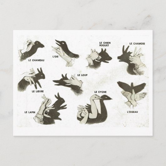 , schaduwpoppen, ombres chinoises briefkaart (Voorkant)