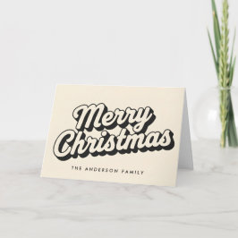 Schaduwrijk Retro Script Prettig Kerstfeest Feestdagen Kaart