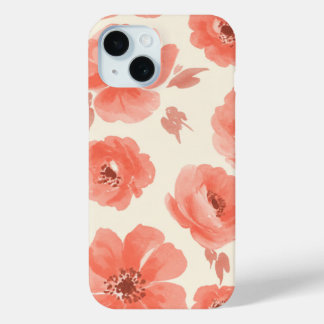 Schaduwrijke bloemenprint telefoonhoesje iPhone 15 case