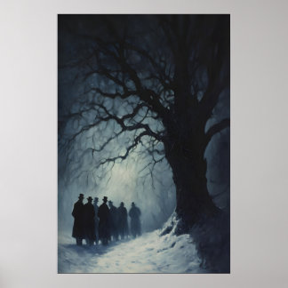 Schaduwrijke Kerstliedjeszangers in Mysterieuze Go Poster