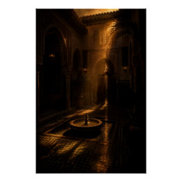 Schaduwrijke Riad Fontein Poster