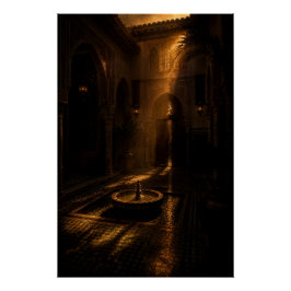 Schaduwrijke Riad Fontein Poster