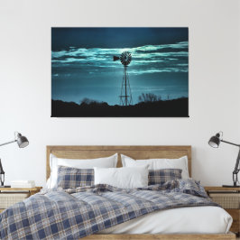 Schaduwrijke Windmolen- Donkere Lucht Fotografie C Canvas Afdruk