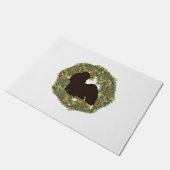 Schaduwsilhouet Shih Tzu in een krans Deurmat (Schuin)