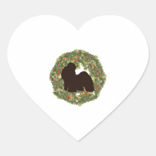 Schaduwsilhouet Shih Tzu in een krans Hart Sticker