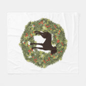 Schaduwsilhouet Weimaraner in een krans Fleece Deken (Voorkant (Horizontaal))