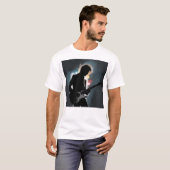 Schaduwspeler – Mysterious Electric Guitar Silhoue T-shirt (Voorkant volledig)